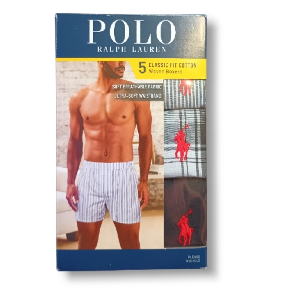 NWT POLO Ralph Lauren | Men's 5-Pack Woven Boxers | Size M